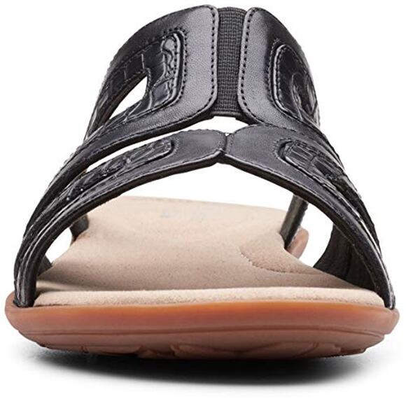 NWT (BB) Clarks Women’s Ada Lilah Flat Sandal Black Croco Combi Size 7 - Picture 4 of 4